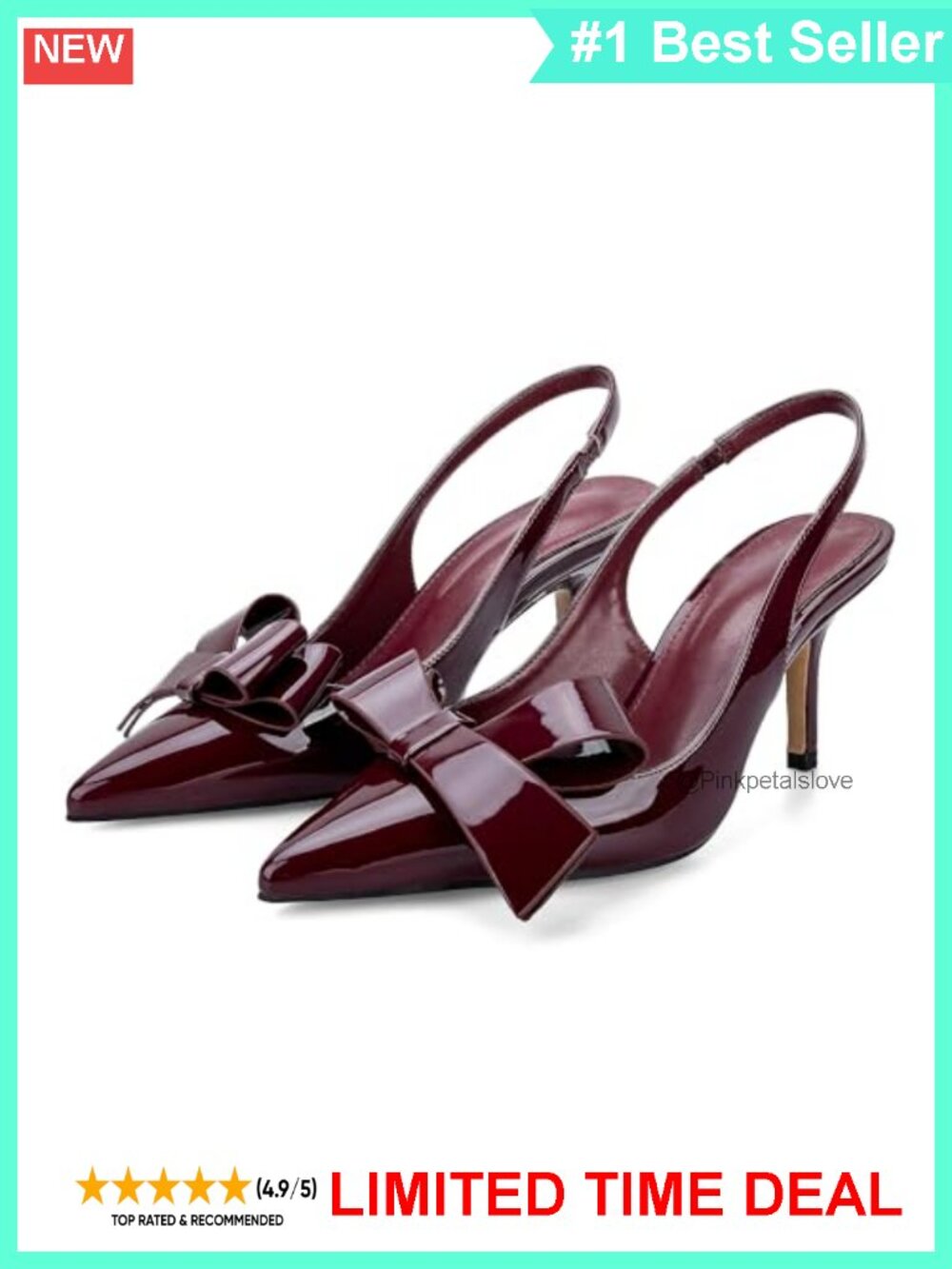 Kitten Heel Slingback Pumps with Bow and Pointed Toe